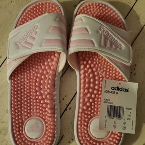 Adidas pink massage flip flops